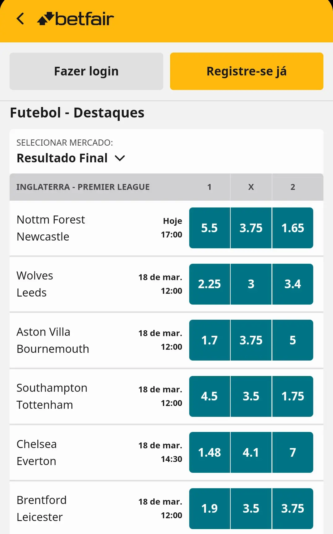 betfair chances