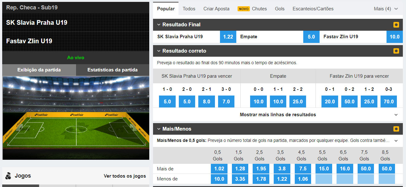 transmissão ao vivo betfair