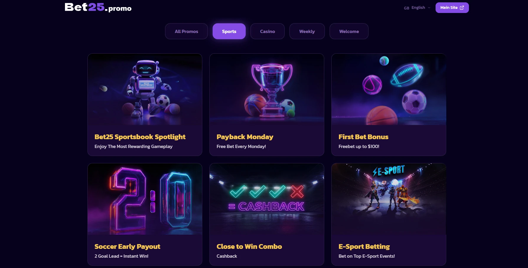 Bônus e promoções na Bet25
